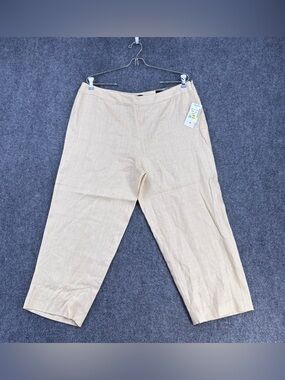 NWT Peck & Peck Beige 100% Silk Crop Pants Women’s 16 Size Zip Quiet Luxury